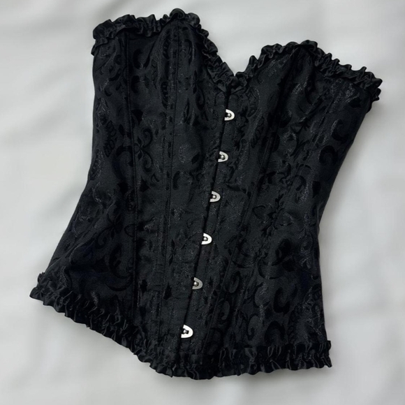 Black Brocade Corset Top - Picture 1 of 9